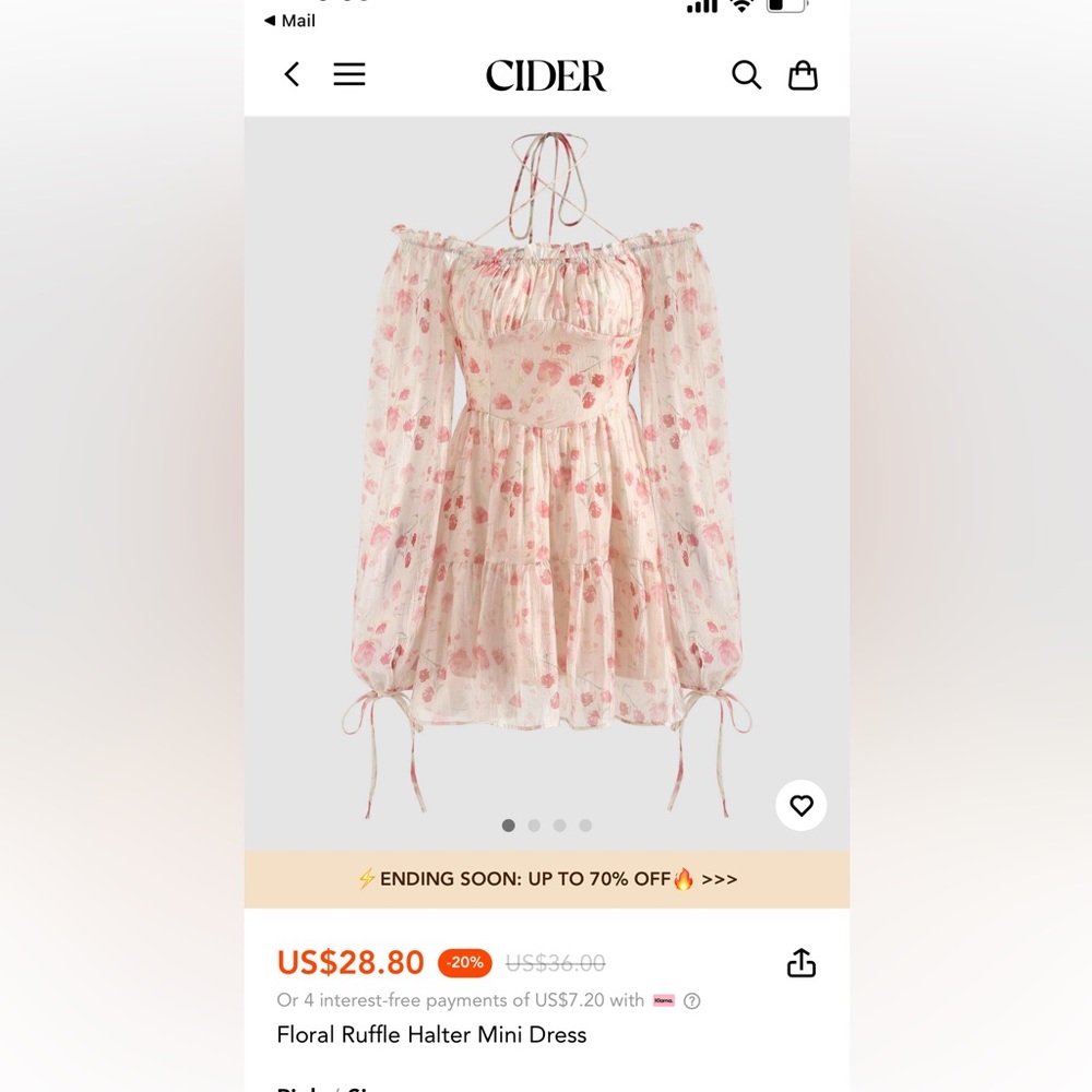 Cider Floral Ruffle Halter Mini Dress - Picture 2 of 5